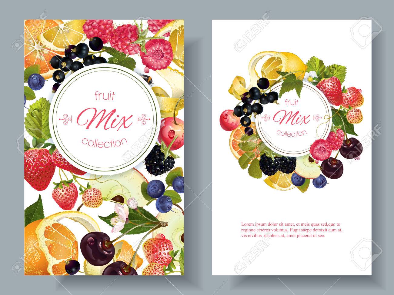 Vector fruit and berry banners. Design for juice, tea, ice cream, jam, natural cosmetics, sweets and pastries filled with fruit, dessert menu, health care products. With place for text - 66322741 Vector fruit and berry banners. Design for juice, tea, ice cream, jam, natural cosmetics, sweets and pastries filled with fruit, dessert menu, health care products. With place for text - 66322741