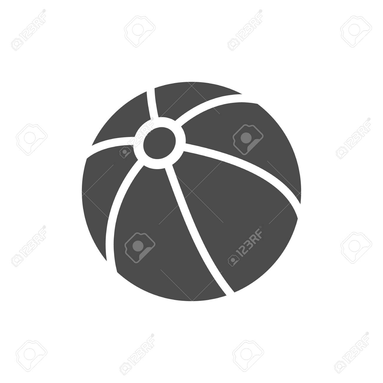 Beach Ball Icon In Black And White Grey Single Color Playing