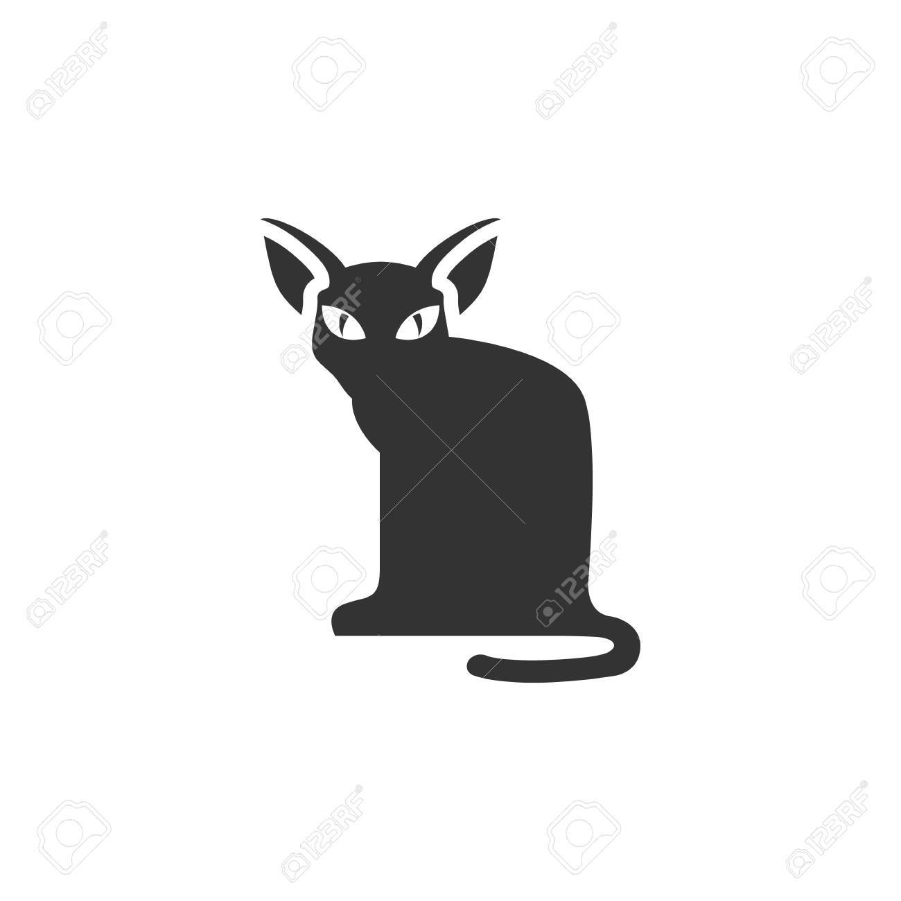 Cat Icon In Single Color Animal Halloween Symbol Dark Black Cat Icon In Single Color Animal Halloween Symbol Dark Black