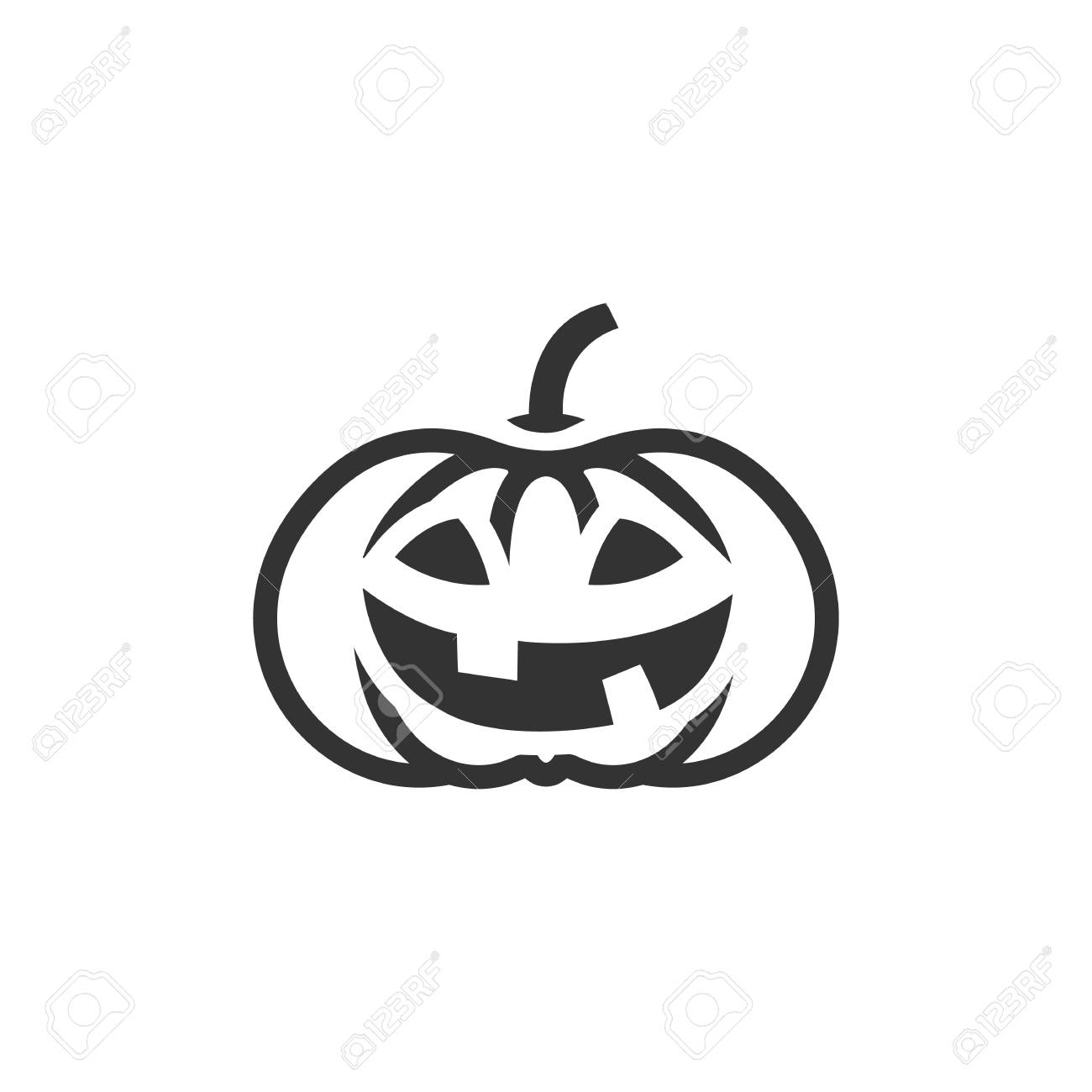 Pumpkin icon in single color. Holiday object spooky Halloween..