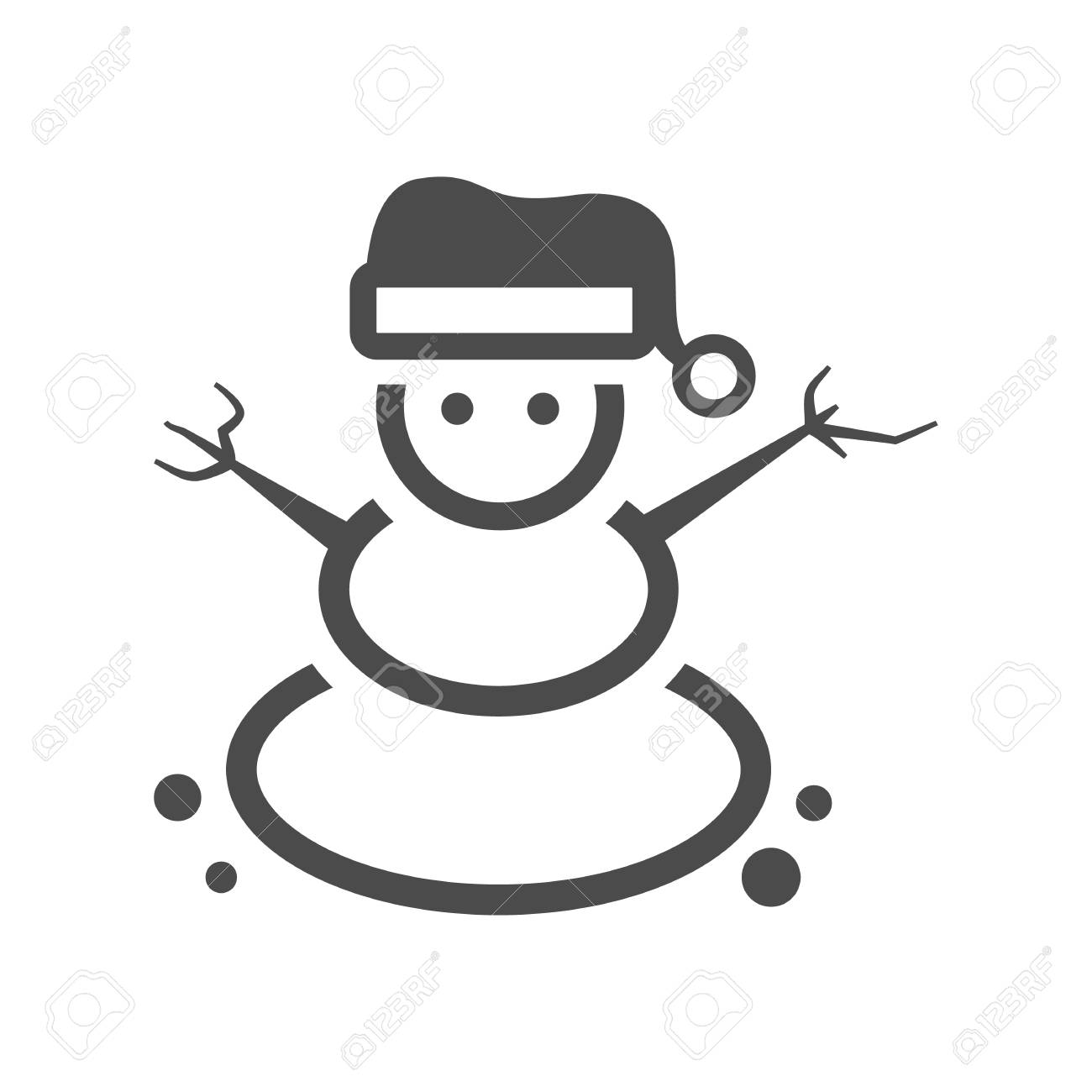 黒と白灰色単色の雪だるまのアイコン 雪冬シーズン 12 月クリスマスのイラスト素材 ベクタ Image 7045