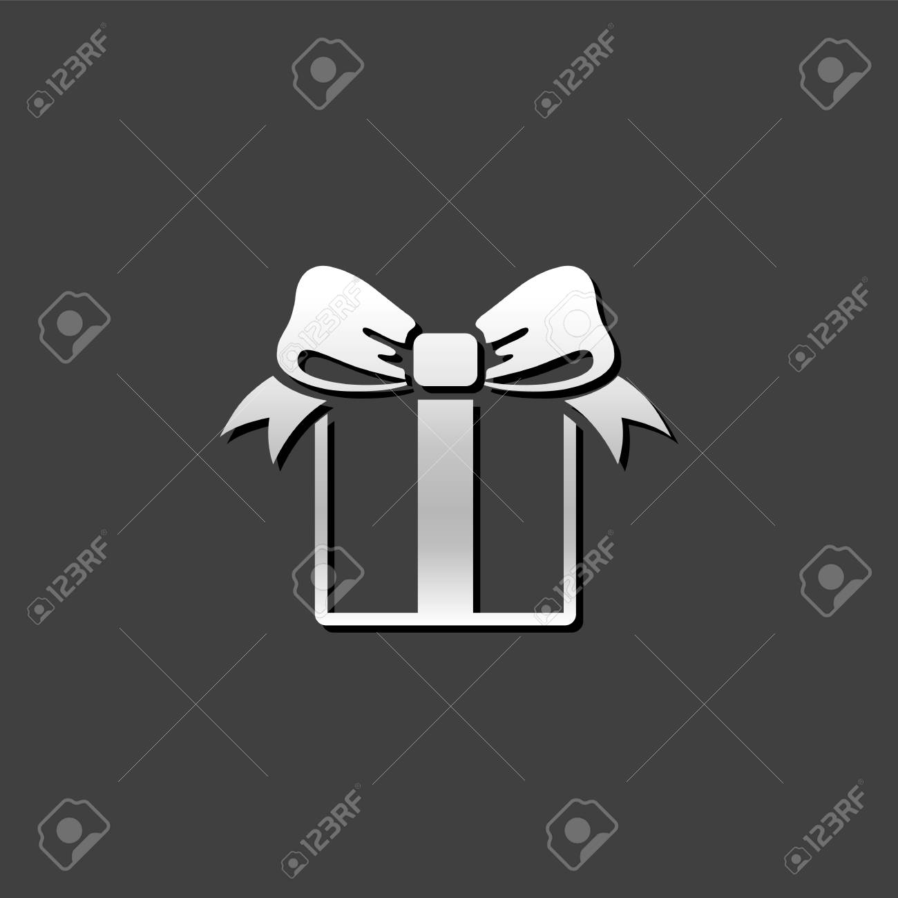 メタリック グレー カラー スタイルのギフト ボックス アイコン プレゼント誕生日クリスマス休暇のイラスト素材 ベクタ Image