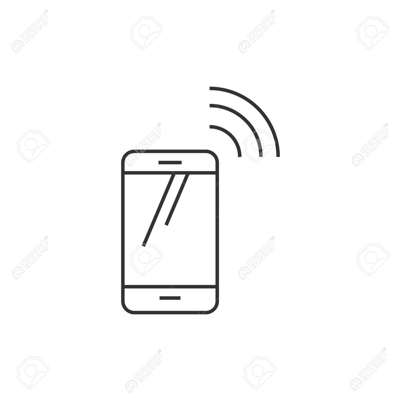 薄いアウトライン スタイルのスマート フォン アイコン 通信デバイス タッチパネルのイラスト素材 ベクタ Image 72639662