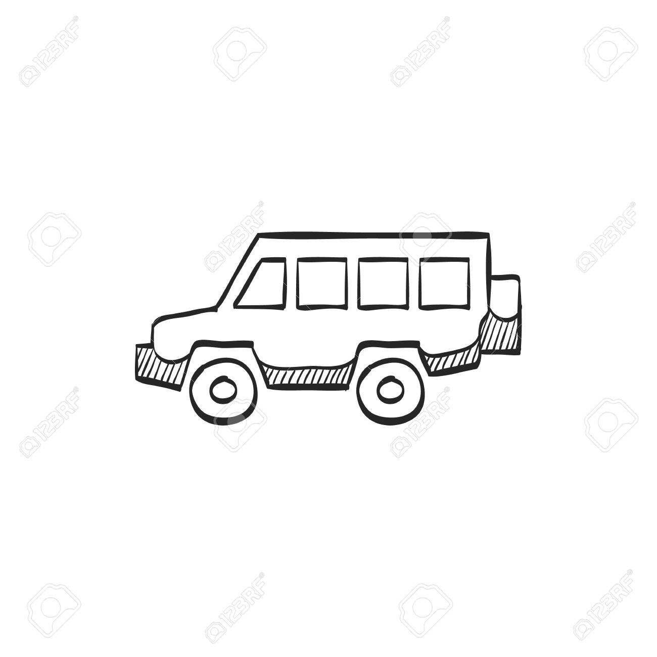 Offroad Car Icon In Doodle Sketch Lines. Truck, Double Cabin, 4x4, 4 Wheel  Driver Explore Safari Royalty Free SVG, Cliparts, Vectors, and Stock  Illustration. Image 72741865., image size:1300x1300