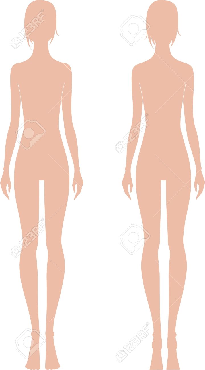 女性のファッションのベクトル イラスト前面図し 背面ビュー シルエットのイラスト素材 ベクタ Image