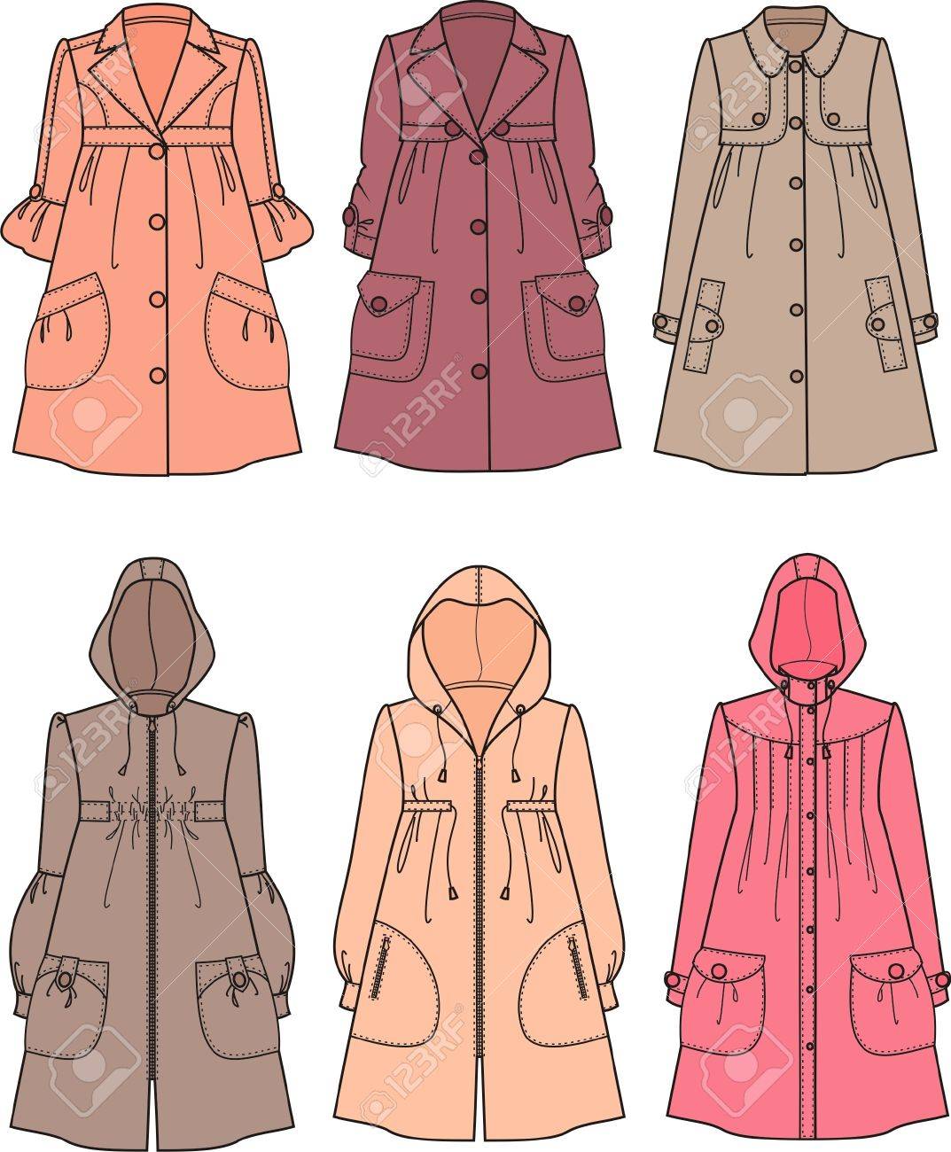 女性のレインコートのベクトル イラスト のイラスト素材 ベクタ Image