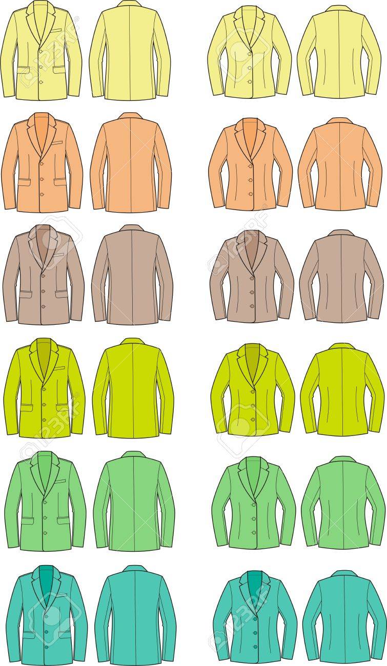 Ilustración De Los Hombres Y De Las Mujeres S S Chaquetas De Ilustración Vectorial De Los Hombres Y De Las Mujeres S S