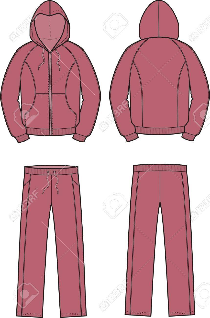 メンズ スポーツのスーツのベクトル イラスト スモックとパンツ 前面図と背面図のイラスト素材 ベクタ Image