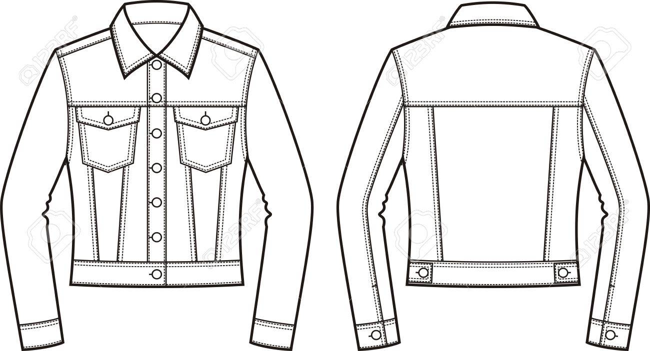 vector illustration of women s jean jacket front and back clothes