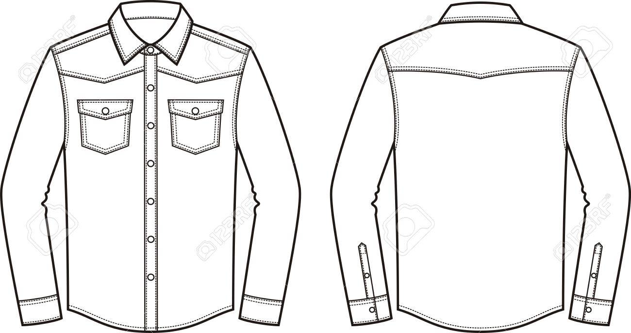 メンズ ジャン シャツのベクター イラストです 前面し 背面します デニム スタイルの服のイラスト素材 ベクタ Image