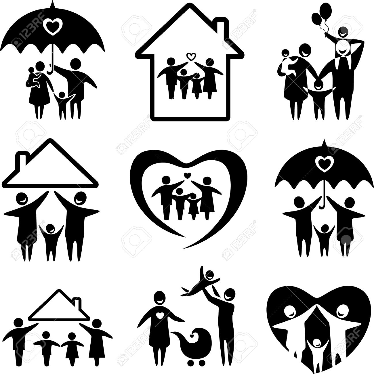 Big Set Of Family Icons. Happy Family Concepts: Father, Mother, Daughter  And Son Together. Royalty Free SVG, Cliparts, Vectors, and Stock  Illustration. Image 46373138., image size:1300x1300