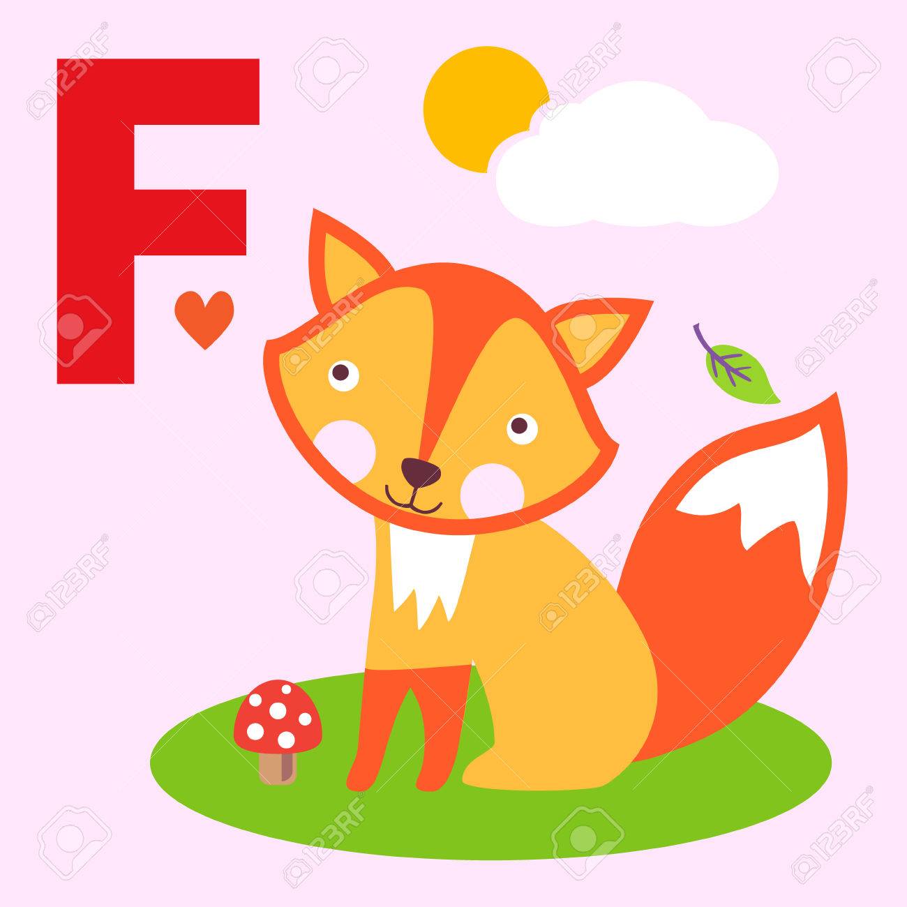 かわいい動物アルファベット abc 本。漫画の動物のベクトル イラスト。f