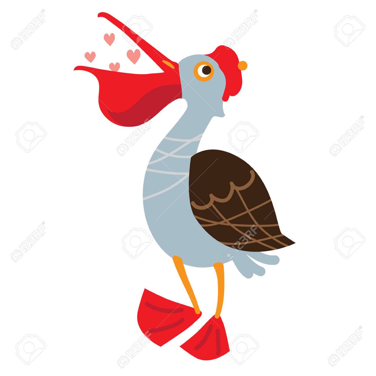 形式でかわいいペリカンのイラスト 子供たちの教育 保育所や学校や装飾の目的で楽しい素敵なペリカンのイメージ 鳥のコレクション のイラスト素材 ベクタ Image