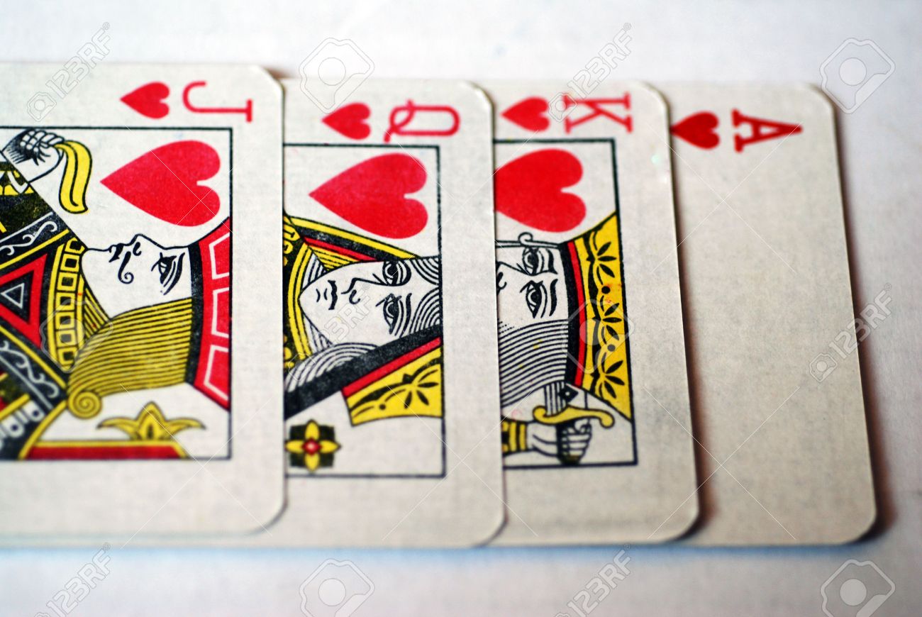 The King, Queen, Jack And Ace Of The Hearts Suit From A Deck Of Playing  Cards Stock Photo, Picture and Royalty Free Image. Image 3143477.