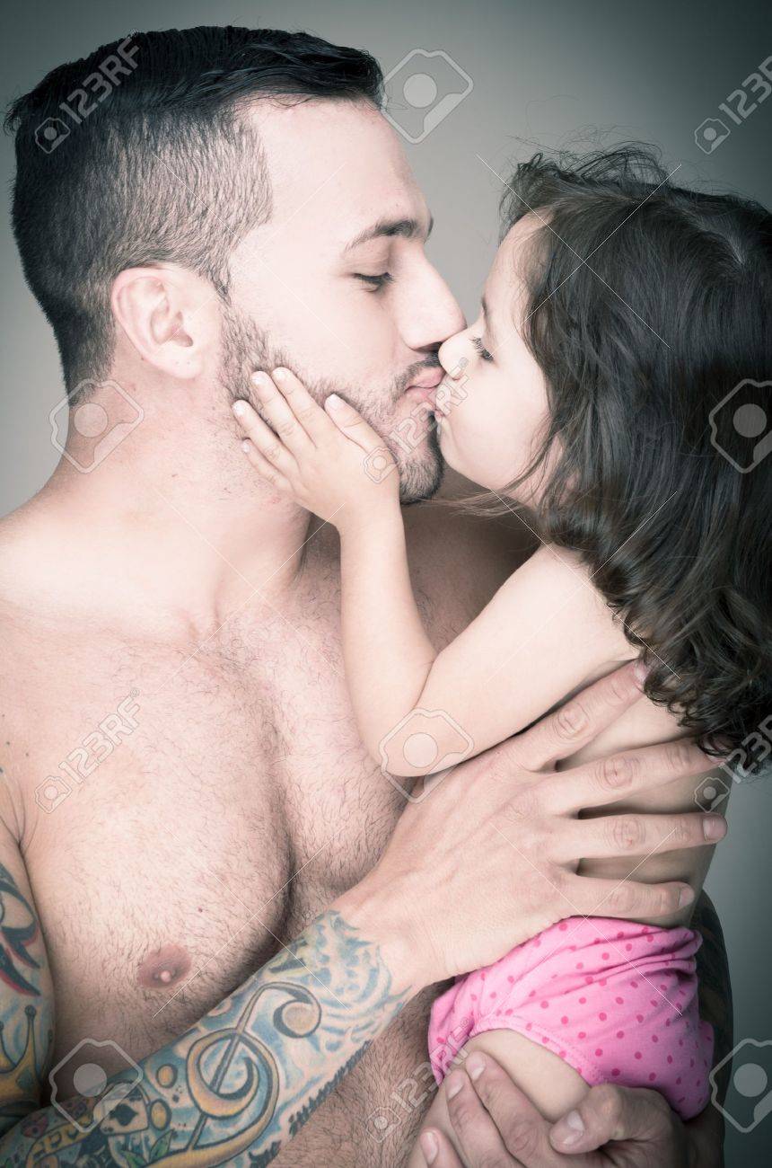 Father And Daughter, Man With Tattoo Stock Photo, Picture and Royalty Free  Image. Image 19614879.