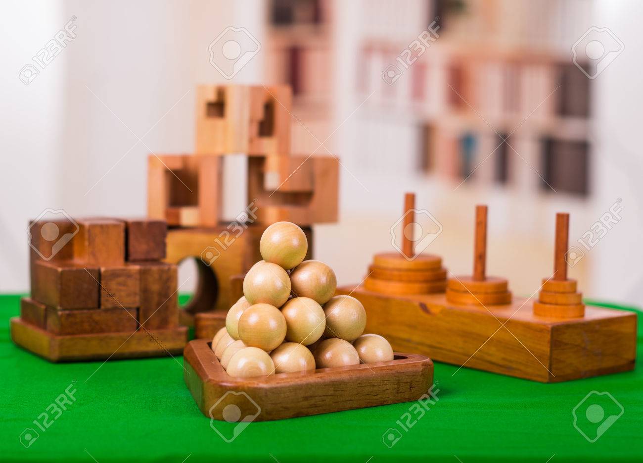 assorted wooden puzzles
