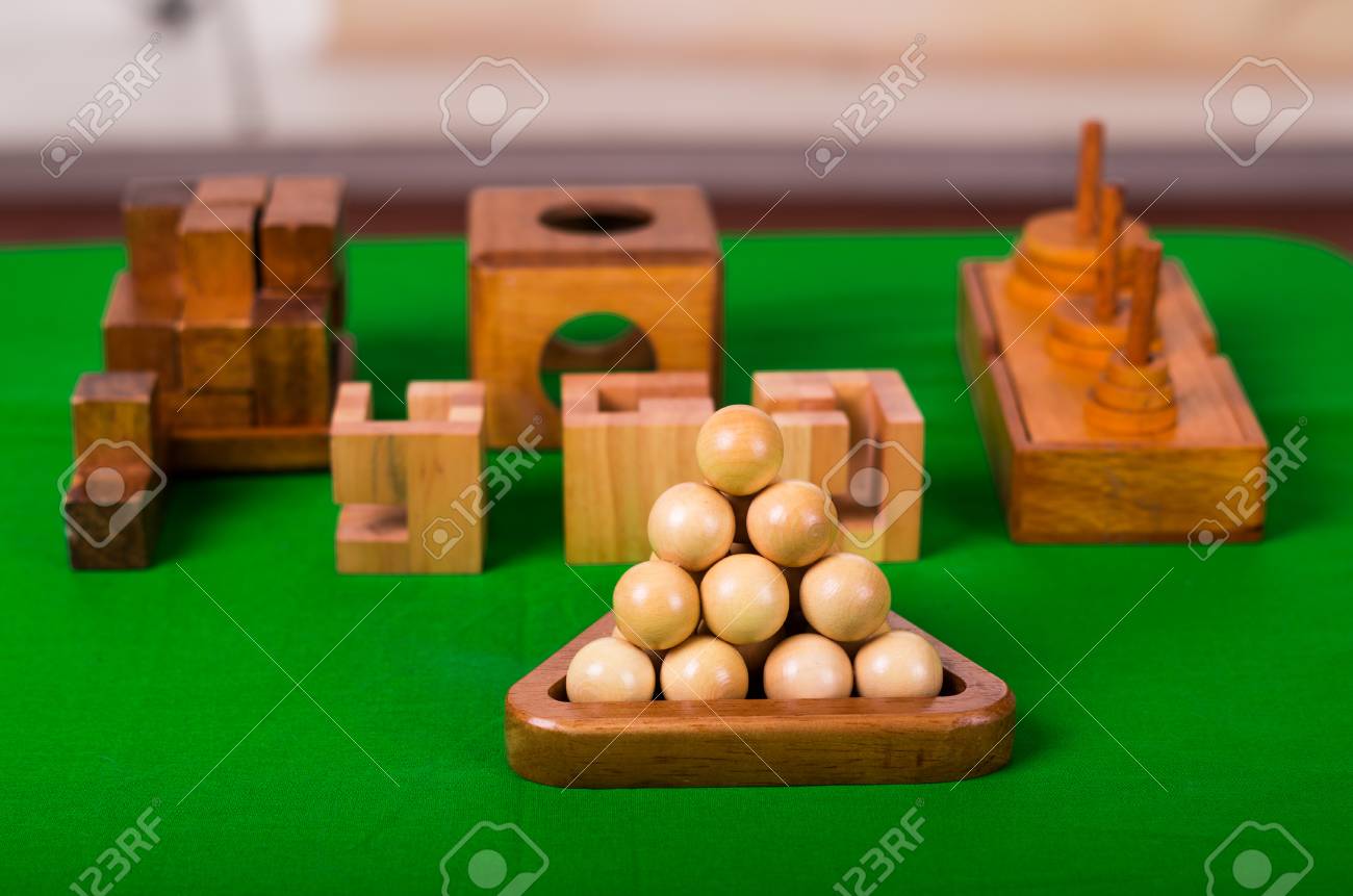 assorted wooden puzzles