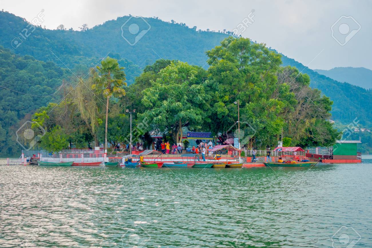 Pokhara Nepal September 04 17 Beautiful Landscape Of The Island Where Is Located The Temple In The Middle Of The Phewa Tal Lake In Pokhara Nepal Stock Photo Picture And Royalty Free