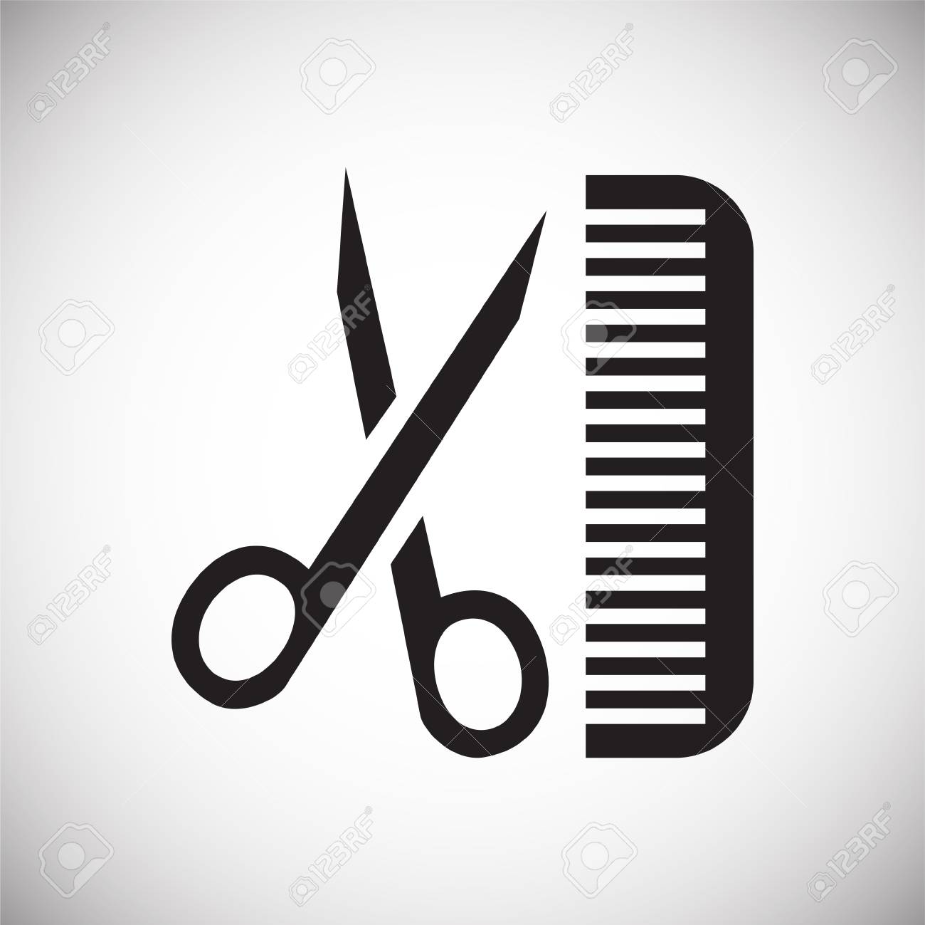 Pet Haircut Scissors And Comb Icon On White Background For Graphic