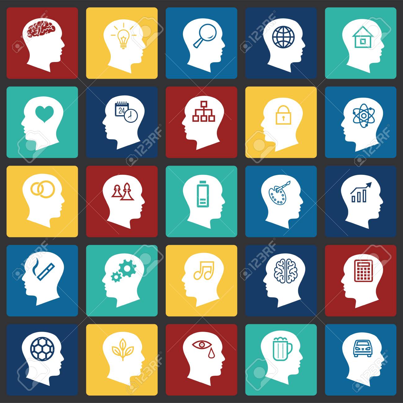 People thoughts icons set on color squares background for graphic and web design, Modern simple vector sign. Internet concept. Trendy symbol for website design web button or mobile app - 127141538 People thoughts icons set on color squares background for graphic and web design, Modern simple vector sign. Internet concept. Trendy symbol for website design web button or mobile app - 127141538