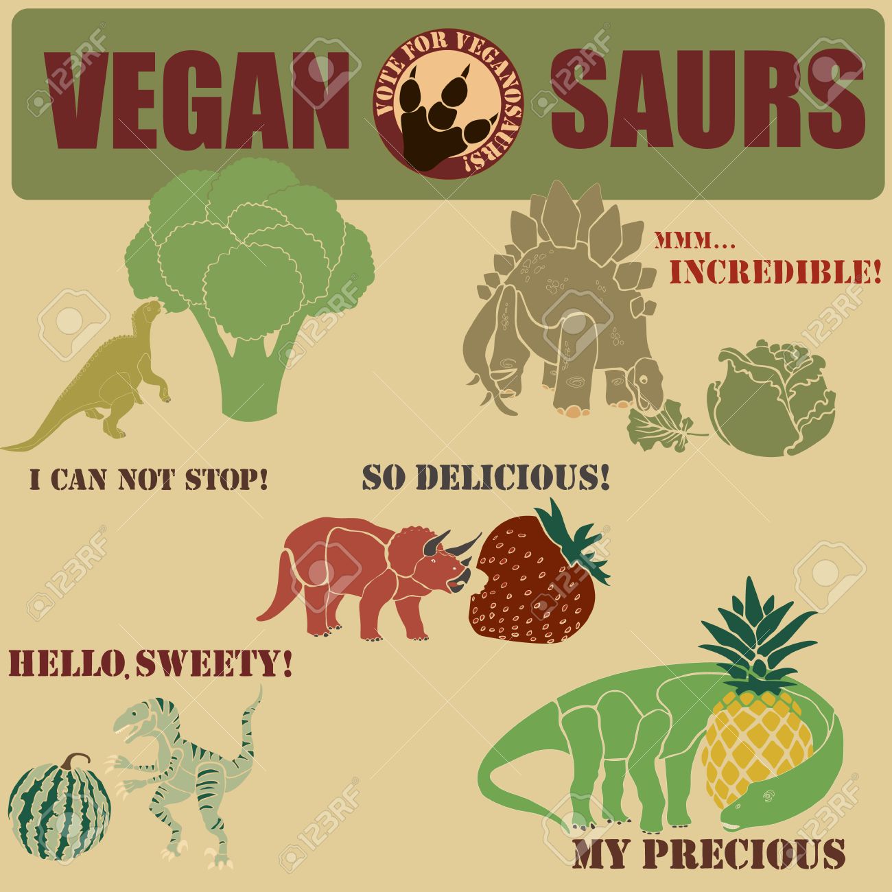 Dinosaurios Veganos Que Comen Sólo Frutas Y Verduras Ilustraciones Svg, Vectoriales, Clip Art Vectorizado Libre De Derechos. Image 45705320. Dinosaurios Veganos Que Comen Sólo Frutas Y Verduras Ilustraciones Svg, Vectoriales, Clip Art Vectorizado Libre De Derechos. Image 45705320.