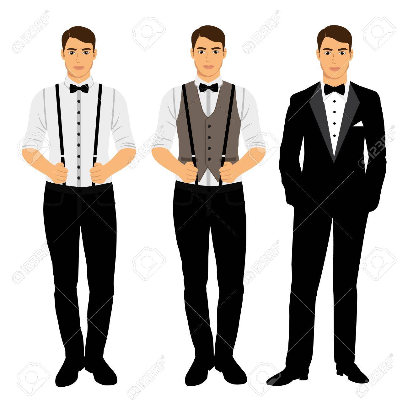 コレクションです ベストとスリング ベルトと 新郎の服 結婚式男性のスーツ タキシードのベクトル図 のイラスト素材 ベクタ Image
