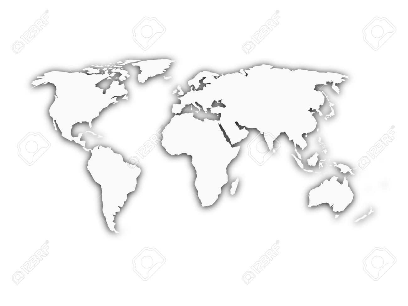 Carte Du Monde Blanc Avec La Silhouette De L Ombre On Dirait Que La Carte Decoupees Dans Du Papier Vector Illustration Clip Art Libres De Droits Vecteurs Et Illustration Image
