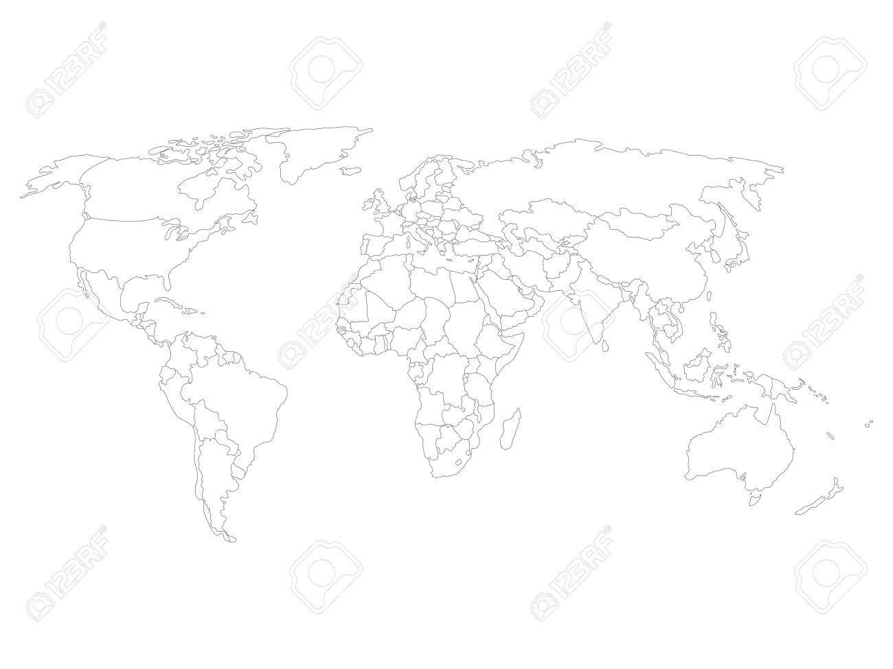 World Map With Smoothed Country Borders Thin Black Outline On White Background Royalty Free Cliparts Vectors And Stock Illustration Image World Map With Smoothed Country Borders Thin Black Outline On White Background Royalty Free Cliparts Vectors And Stock Illustration Image