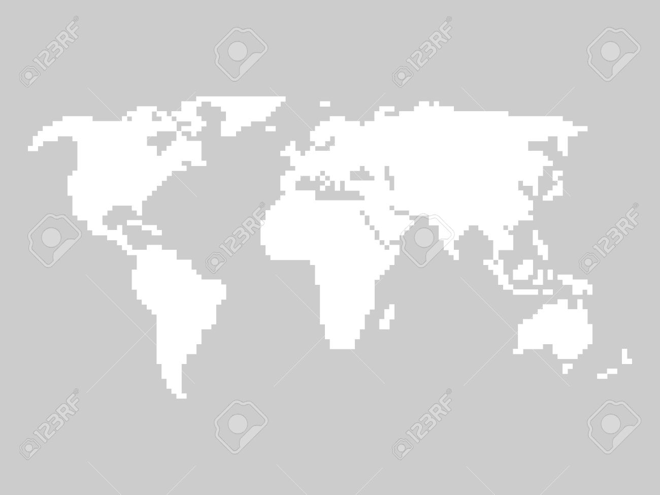 pixelated world map white illustration on grey background stock vector 53890727