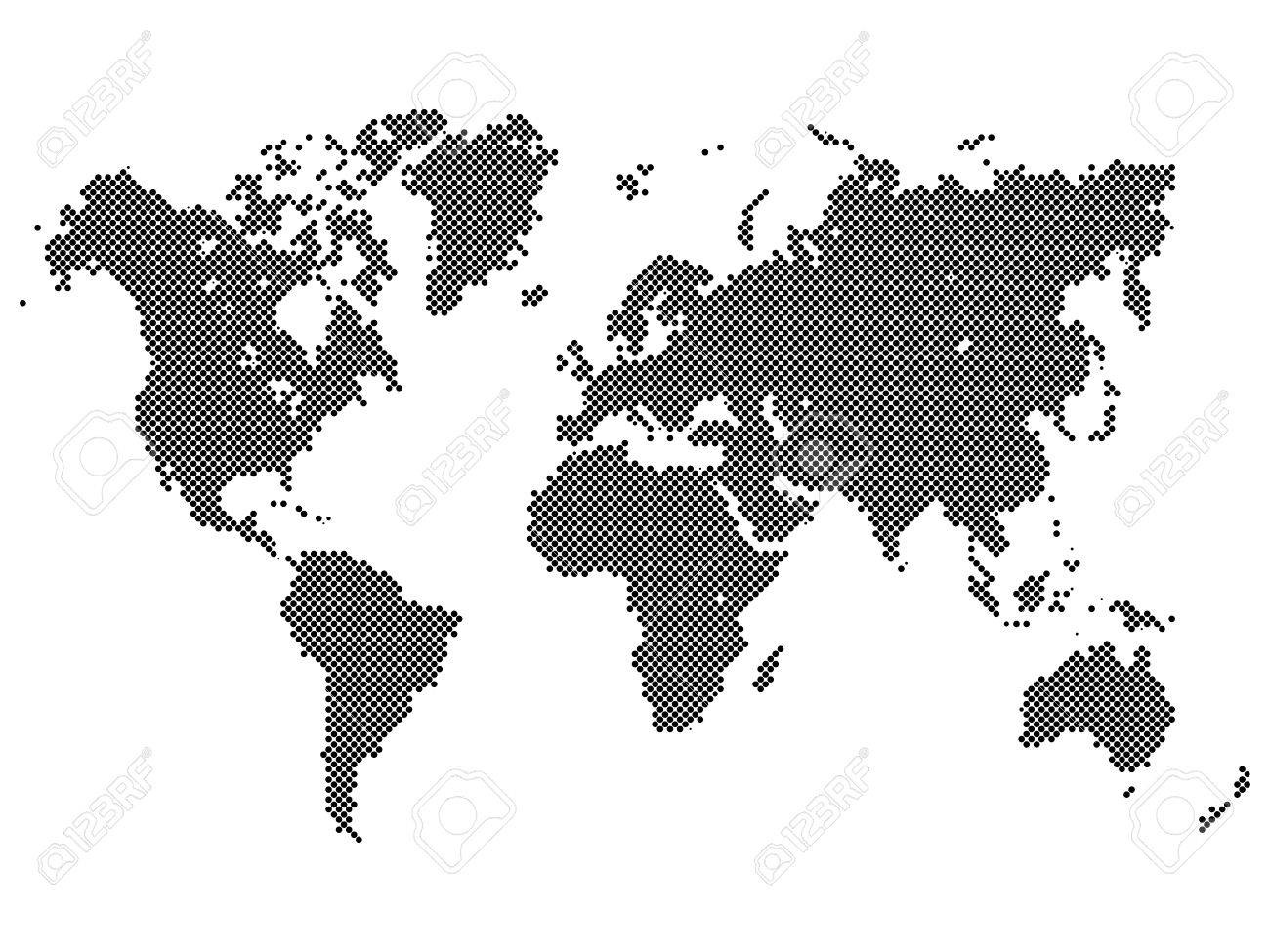 Mapa De Puntos De Mundial. Mapa Del Mundo Hecho De Puntos Negros ...