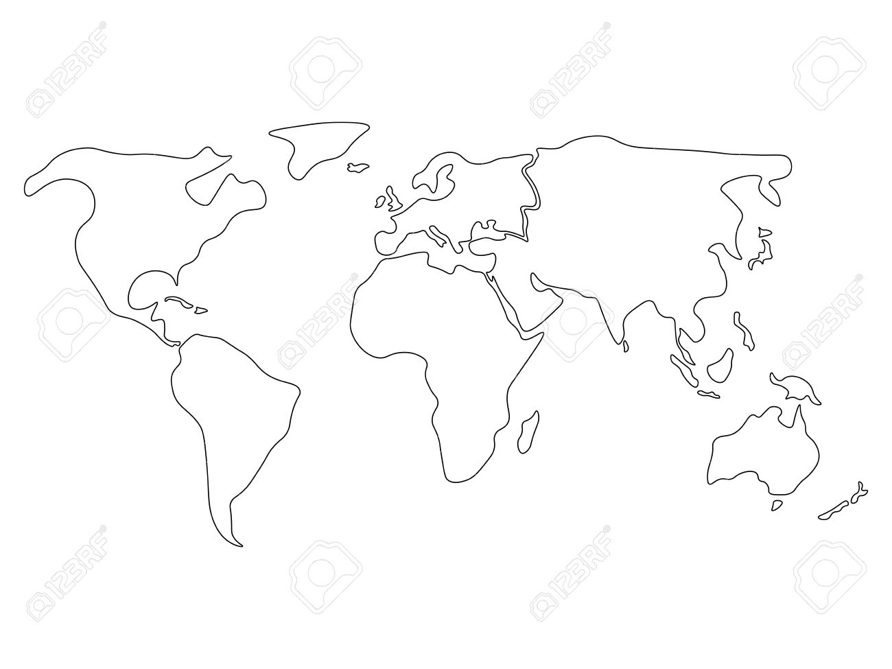 carte du monde simplifiée vierge Carte Du Monde Divisé En Six Continents En Noir   Amérique Du Nord  carte du monde simplifiée vierge Carte Du Monde Divisé En Six Continents En Noir   Amérique Du Nord