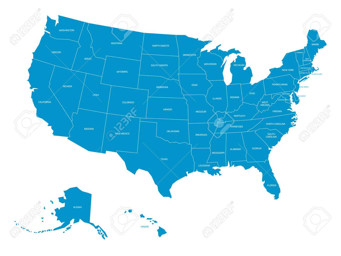 Map Of United States Of America With State Names