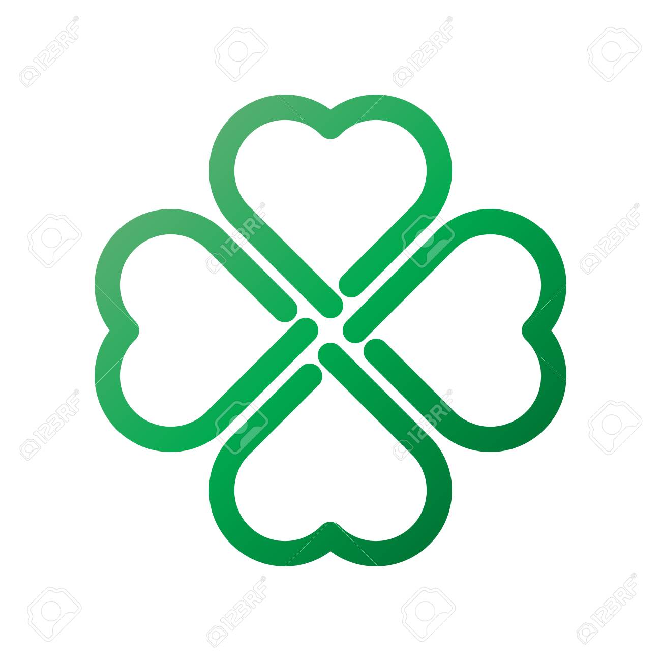 shamrock green gradient thick outline four leaf clover icon good luck theme design element
