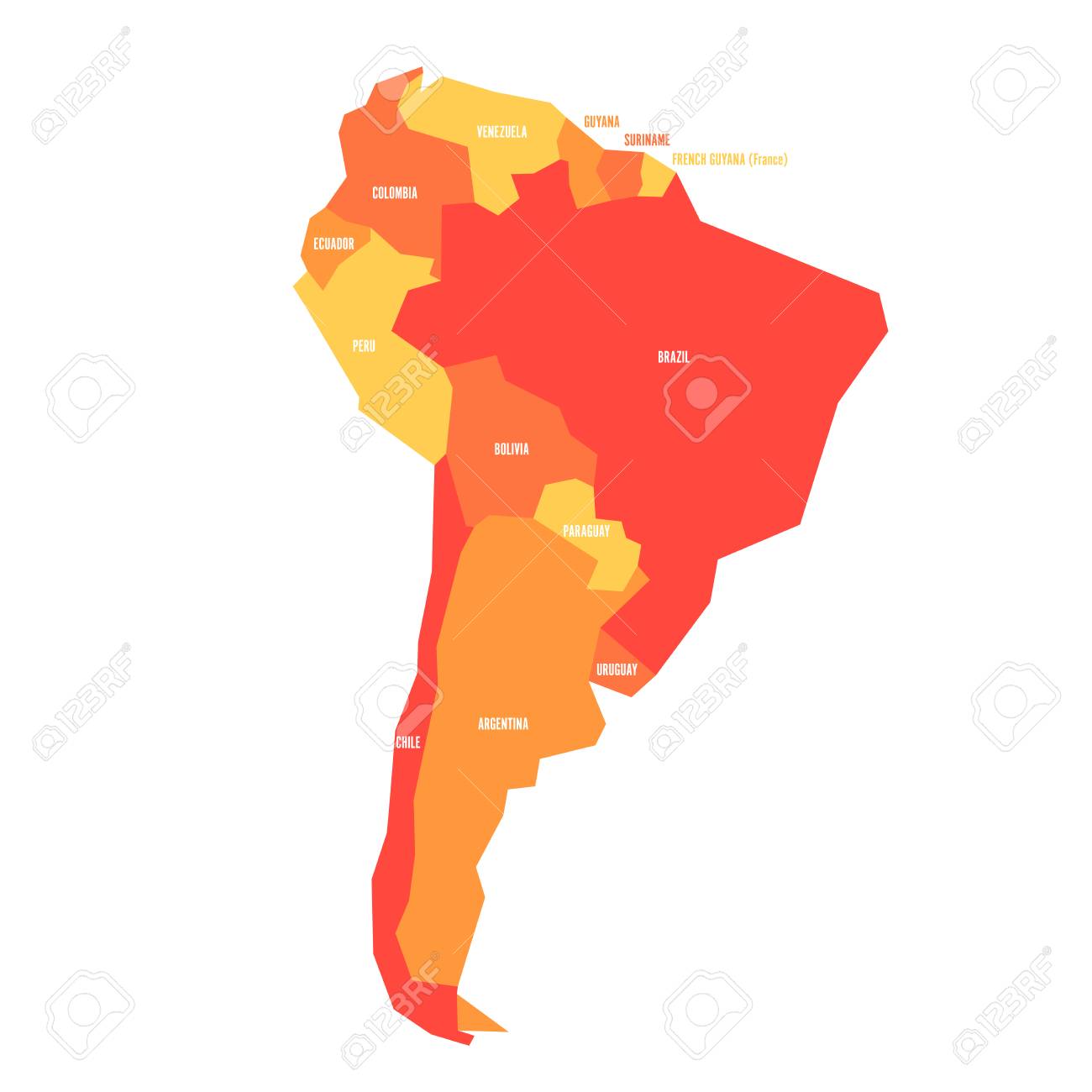 South America Map Simple Very Simplified Infographical Political Map Of South America In Orange  Colors. Simple Geometric Vector Illustration. Royalty Free Svg, Cliparts,  Vectors, And Stock Illustration. Image 97418667.