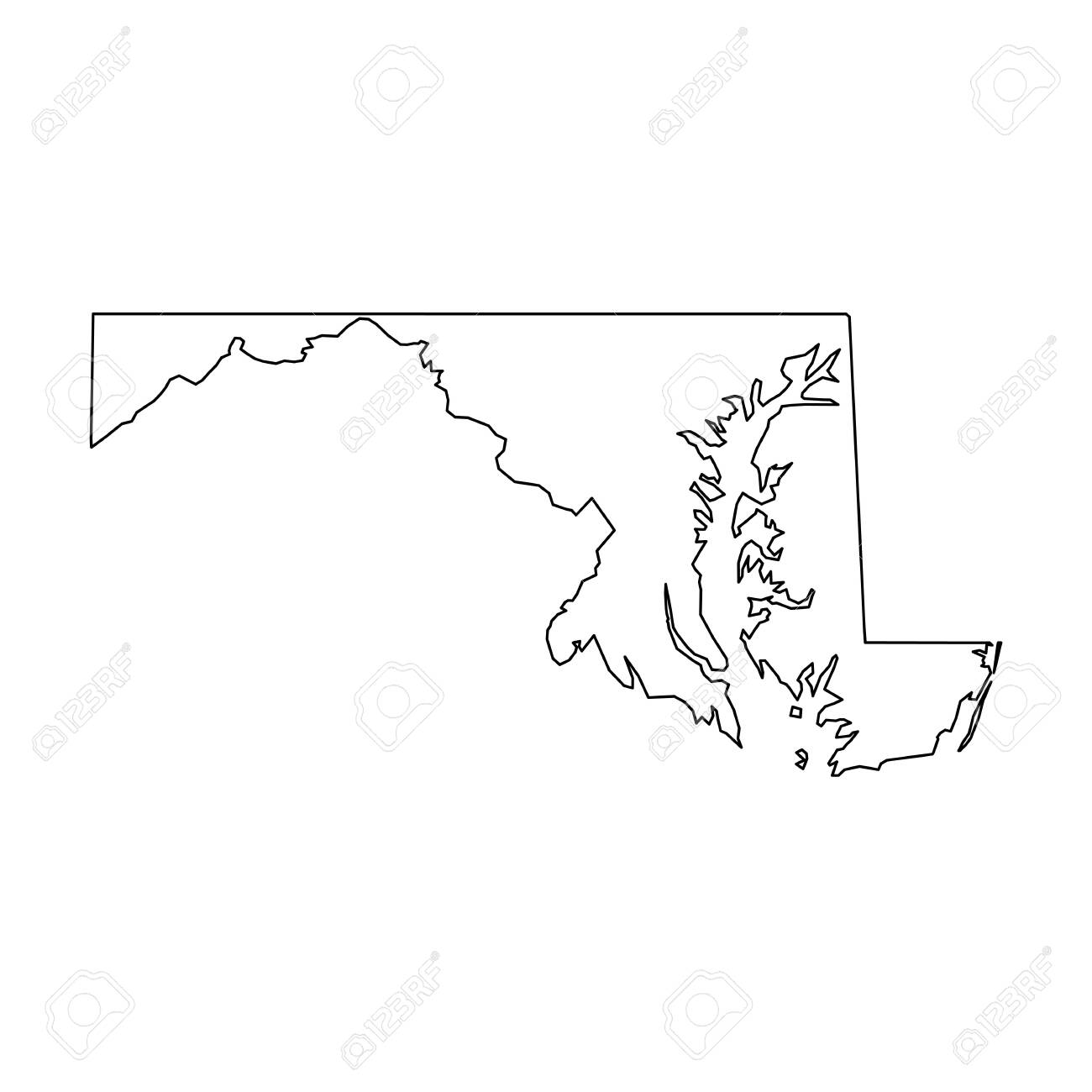 Maryland, State Of USA - Solid Black Outline Map Of Country Area. Simple Flat Vector Illustration. Royalty Free SVG, Cliparts, Vectors, and Stock Illustration. Image 124448018. maryland-state-of-usa-solid-black-outline-map-of-country-area-simple-flat-vector-illustration-royalty-free-svg-cliparts-vectors-and-stock-illustration-image-124448018