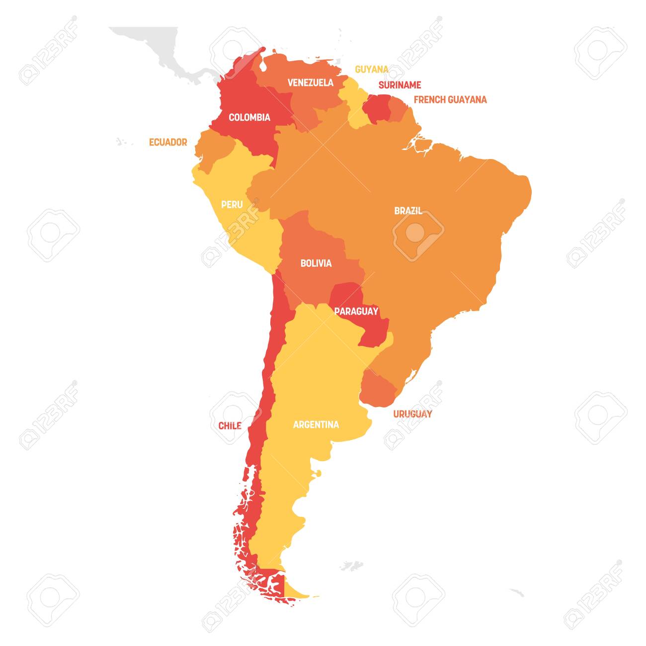 Physical and Political Map of Southern South America