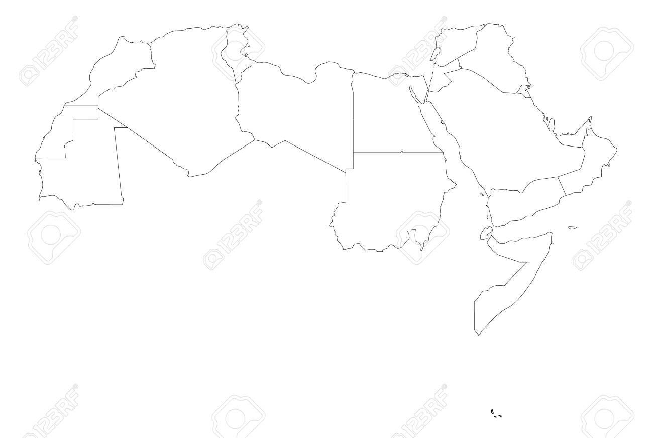Arab World States Political Map 22 Arabic Speaking Countries