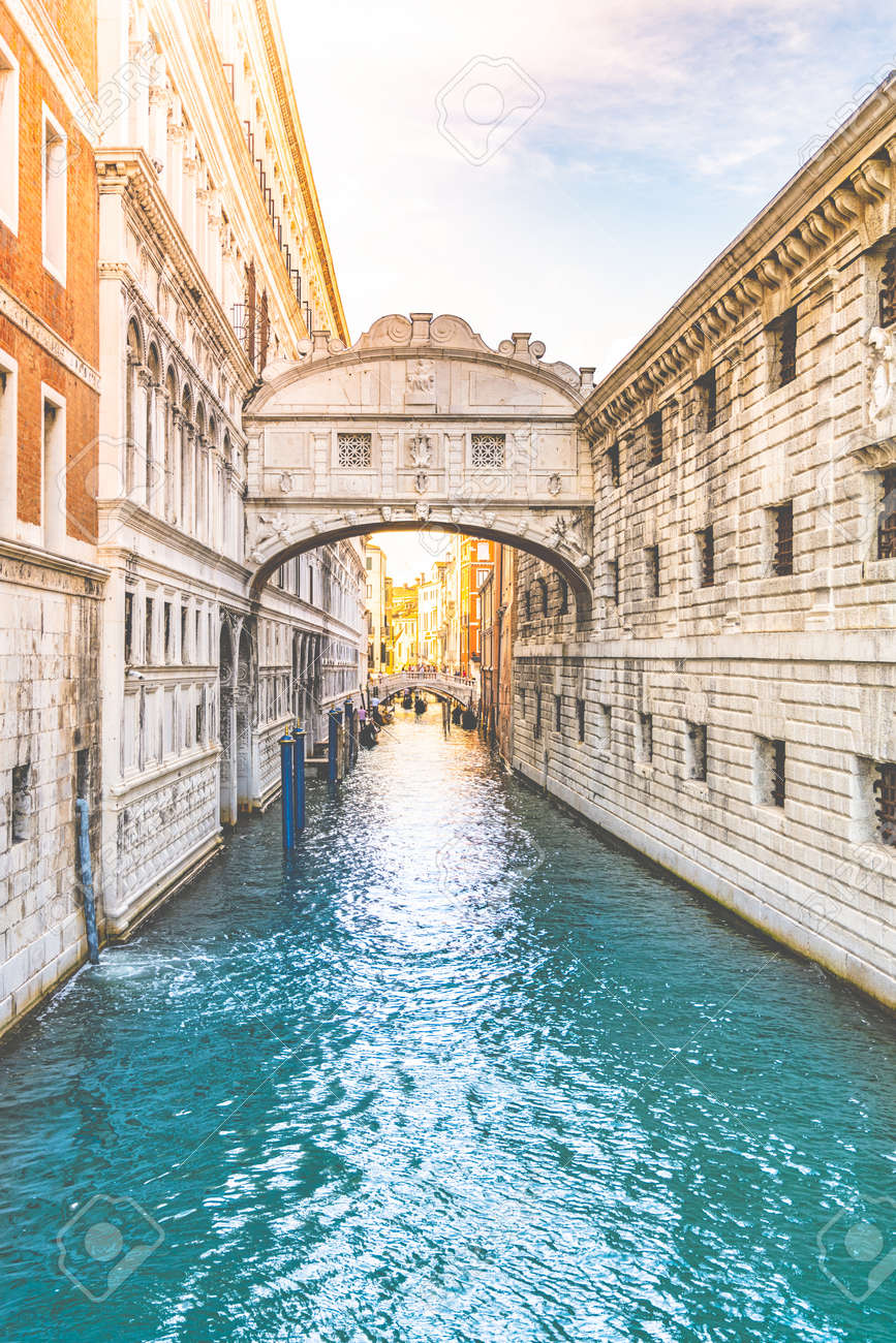 ベネチア名所風景 ため息橋 「永遠の愛で結ばれる橋」 銅版画 ため息橋