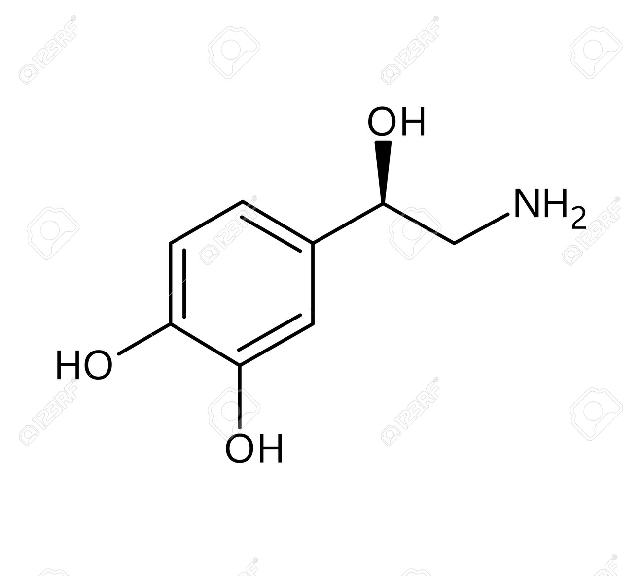 ノルアドレナリン分子構造。ノルアドレナリン、またはノルエピネフリン