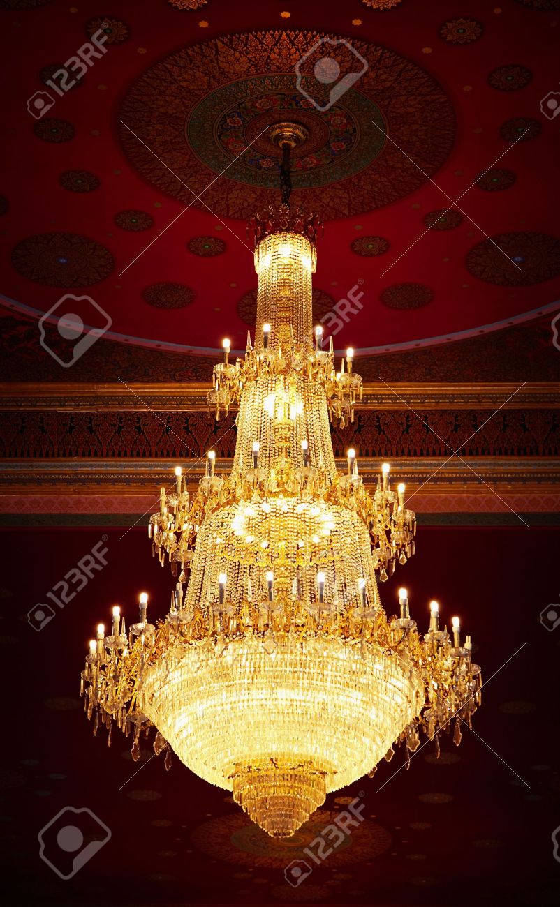 The Huge Old Antique Chandelier From The Ceiling Of A Buddhist Stock Photo - The huge old antique chandelier from the ceiling of a Buddhist temple - The Huge Old Antique Chandelier From The Ceiling Of A Buddhist