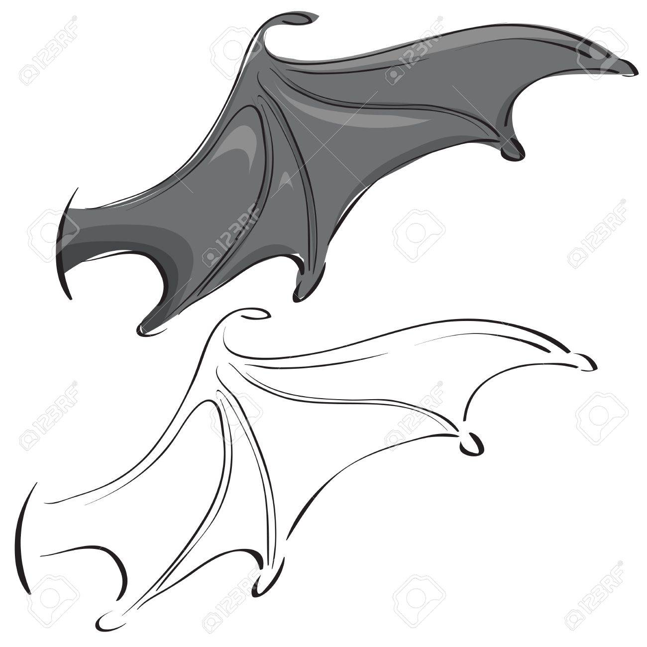 コウモリの羽 スケッチして描いた デザインを設定します のイラスト素材 ベクタ Image