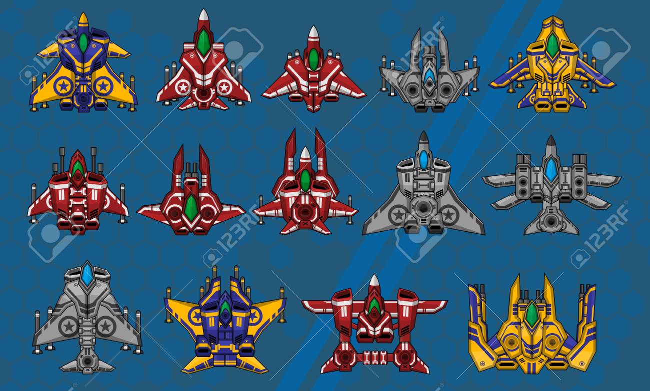 Collection Of Various Space Ship For Creating Top Down Space Royalty Free Cliparts Vectors And Stock Illustration Image