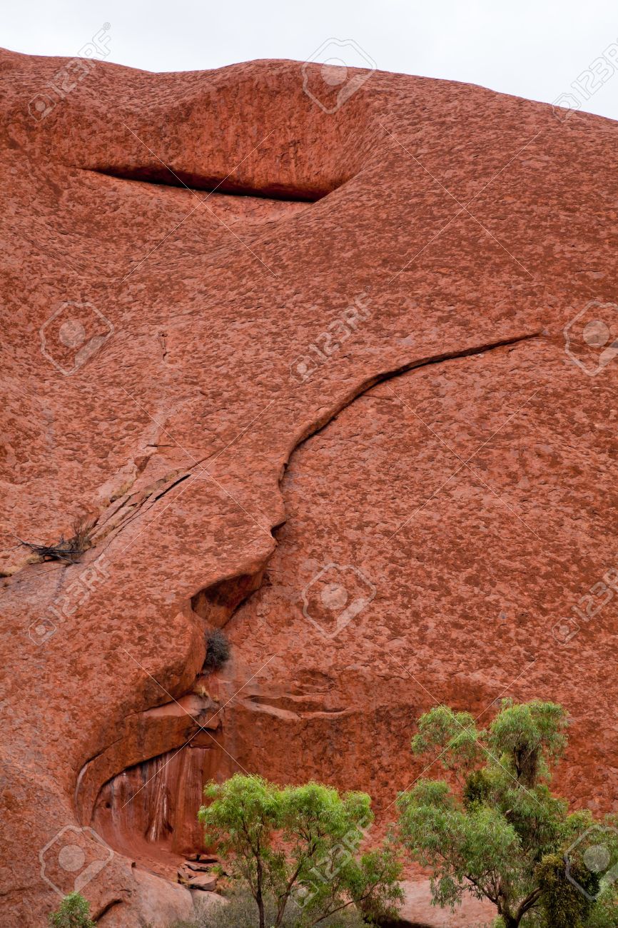 Uluru Ayers Rock Lieu Sacré Autochtone Grès Rouge Roche Gros