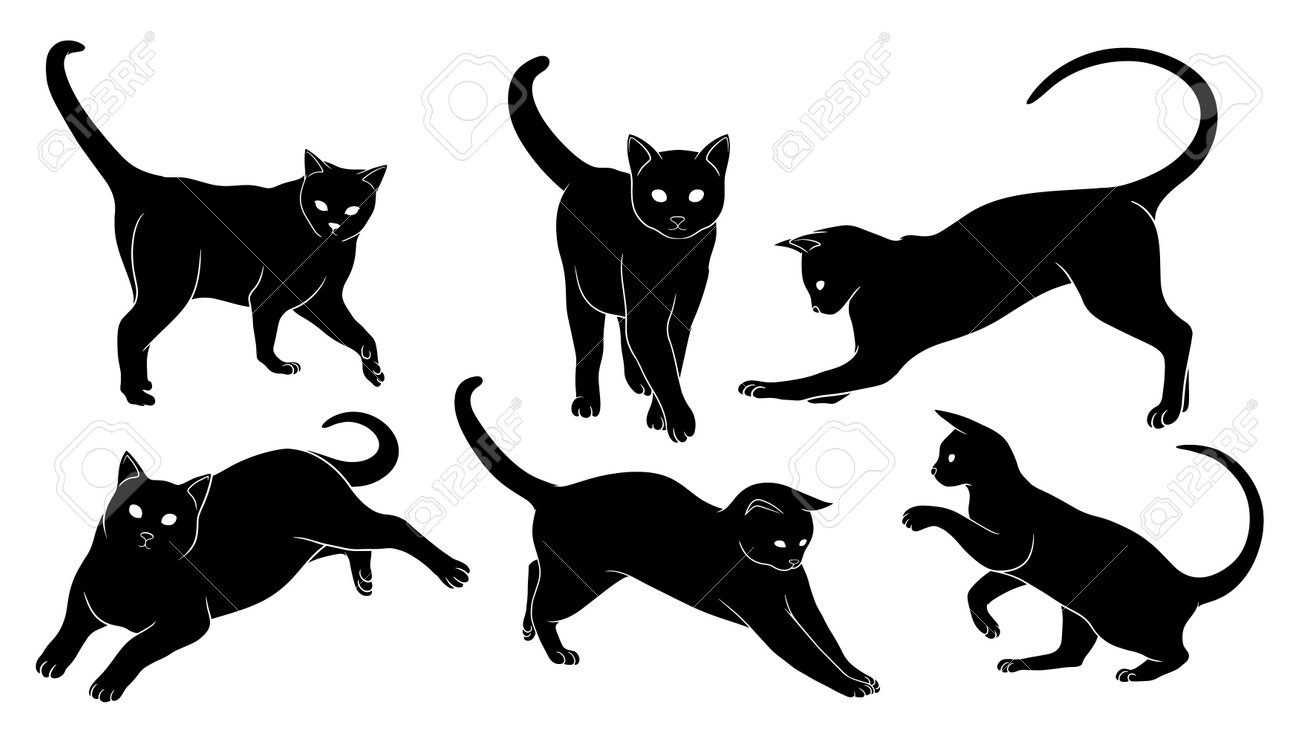 Hand Drawn Silhouette Of Cat Royalty Free SVG, Cliparts, Vectors, and Stock  Illustration. Image 184038018., image size:1300x743