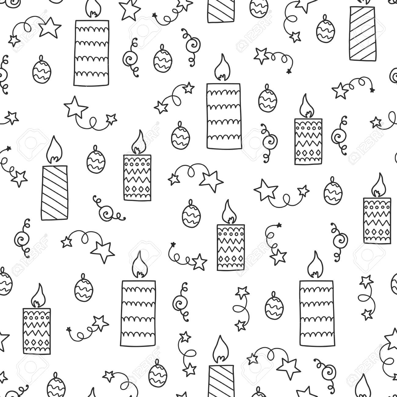 Doodles Christmas Seamless Pattern Monochrome Vector Background Royalty Free Cliparts Vectors And Stock Illustration Image 90586409