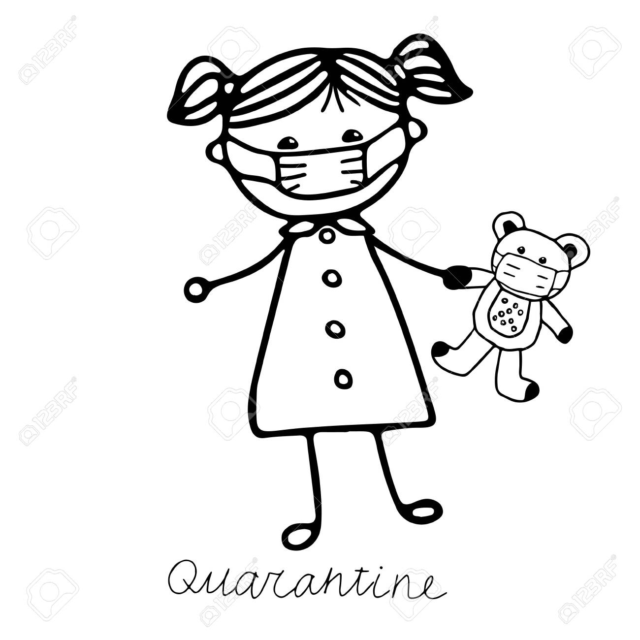 A Beautiful Hand Drawn Vector Illustration Of A Girl In A Medical