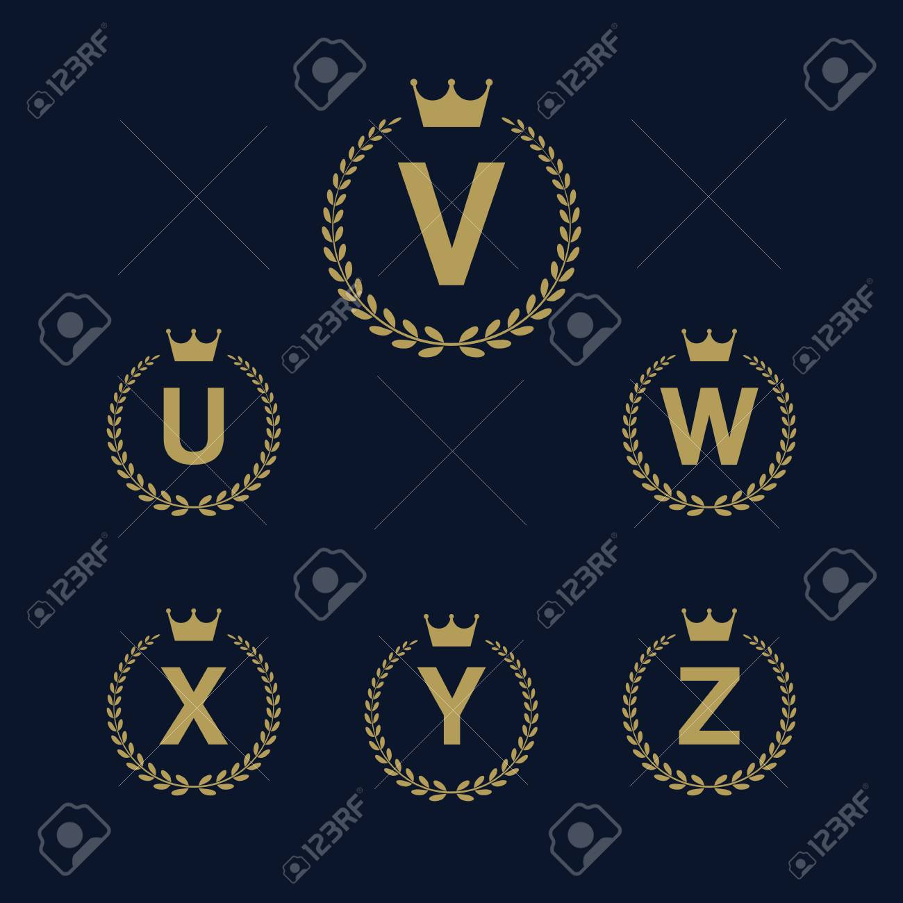 Laurel Wreath Logo Icon With Capital Alphabet Letters Design Royalty Free Cliparts Vectors And Stock Illustration Image 52883747