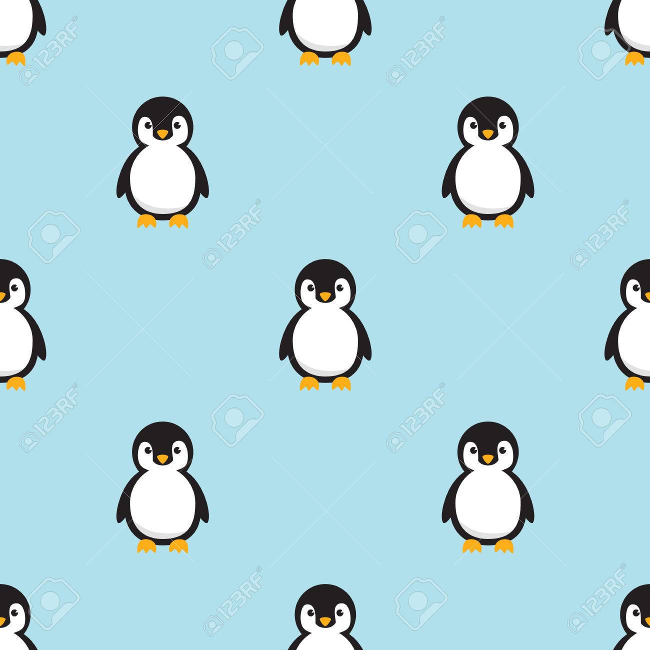 Download Seamless Pattern Baby Penguin Standing On Sky Blue Background Cute Penguin Cartoon Flat Design Vector Illustration Royalty Free Cliparts Vectors And Stock Illustration Image 78695533