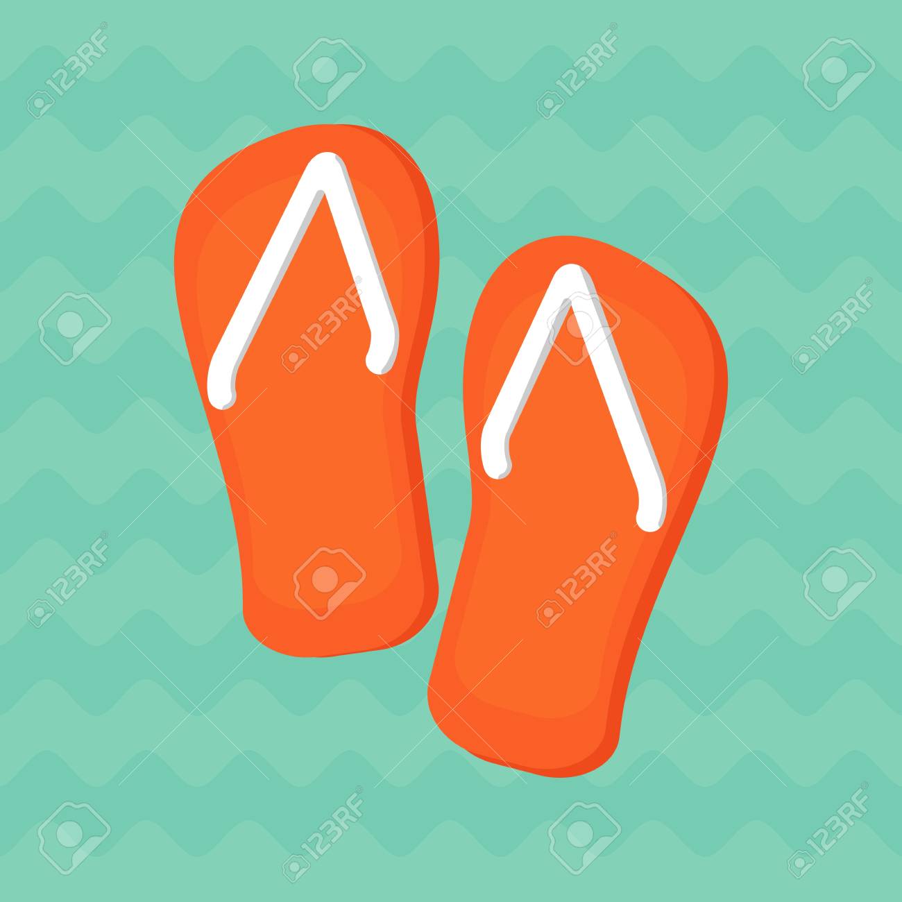 orange and blue flip flops