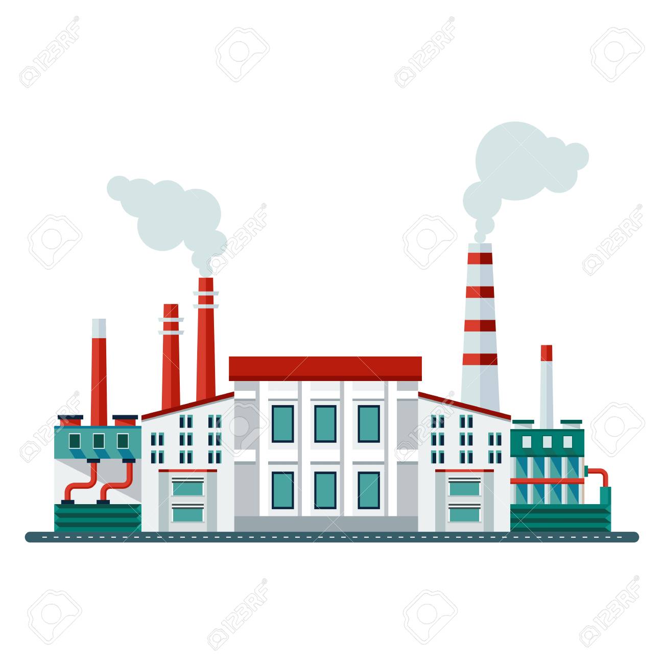 Vector Ecology Concept Industry Factory Building. Elements For Sites,  Advertising Flayers, Posters And Info Graphics. Flat Cartoon Vector  Illustration. Objects Isolated On A White Background. Royalty Free SVG,  Cliparts, Vectors, and Stock, image size:1300x1300